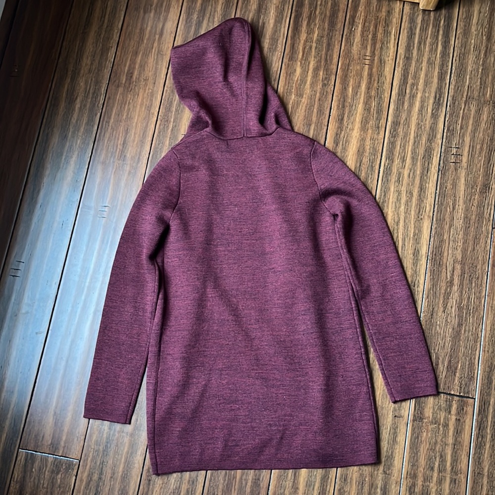 Max Studio Hooded Wool Open Front Red & Grey Card… - image 5